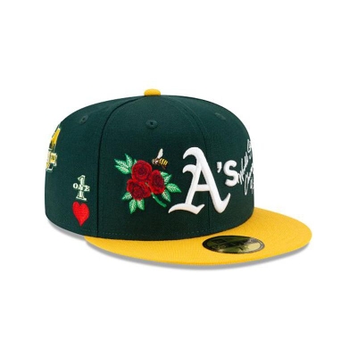 Oakland Athletics Gorra | New Era MLB Icon 59fifty Fitted Cap Mexico - Verdes
